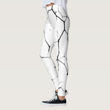 Black White kintsugi pattern Leggings