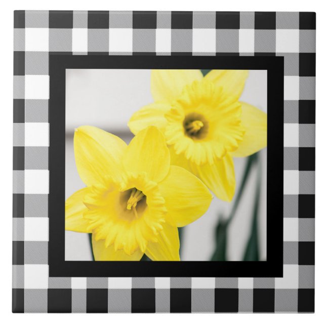 Black White Kitchen Decor Tile (Front)