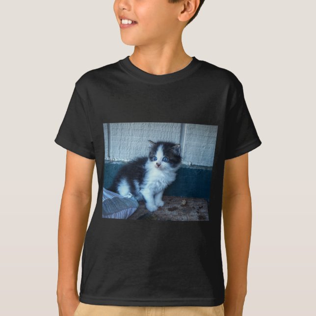 Black + White Kitten T-Shirt (Front)