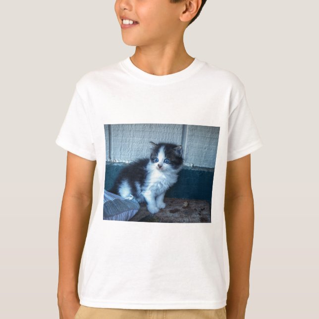 Black + White Kitten T-Shirt (Front)