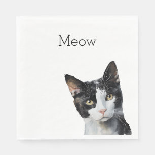 Black White Kitty Cat Napkin