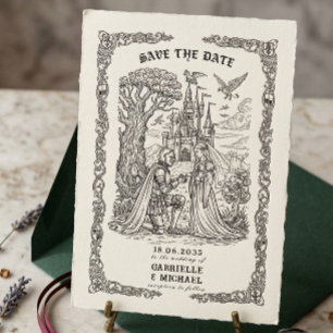Black White Knight Bride Castle Gothic Wedding Save The Date