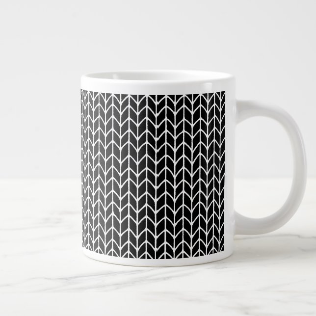 BLACK WHITE KNIT Big White Mug (Right)