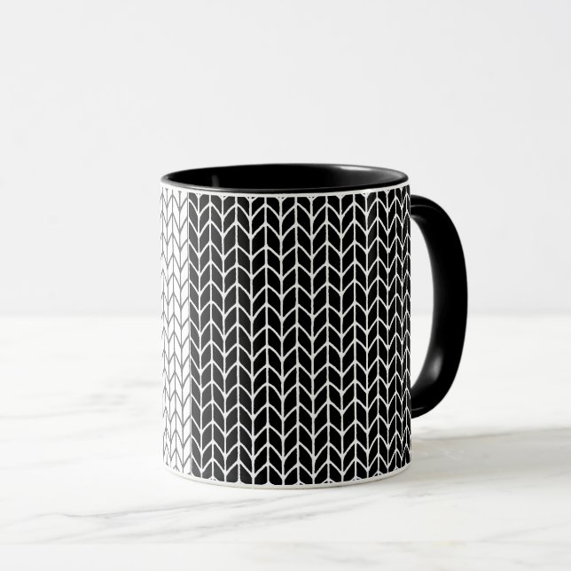 BLACK & WHITE KNIT Black Combo Mug (Front Right)