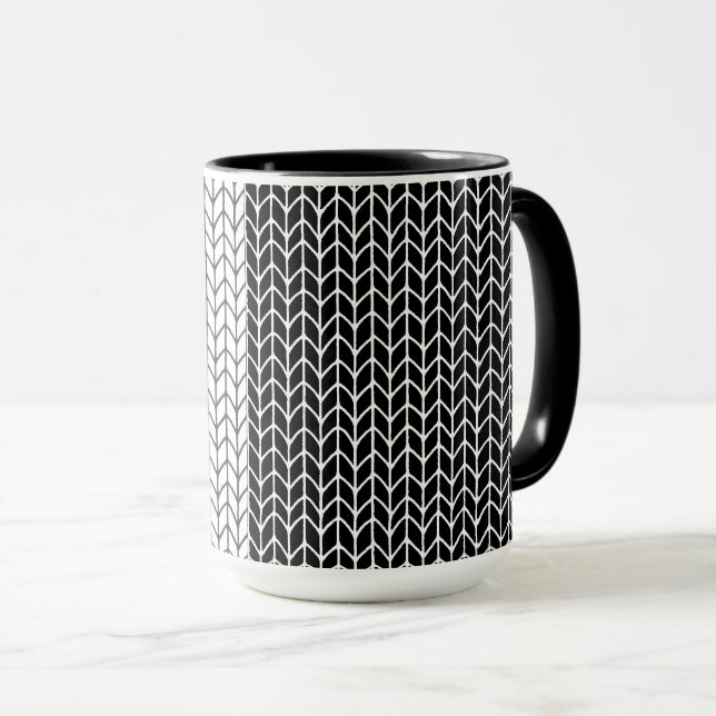 BLACK & WHITE KNIT Tall Black Combo Mug (Front Right)