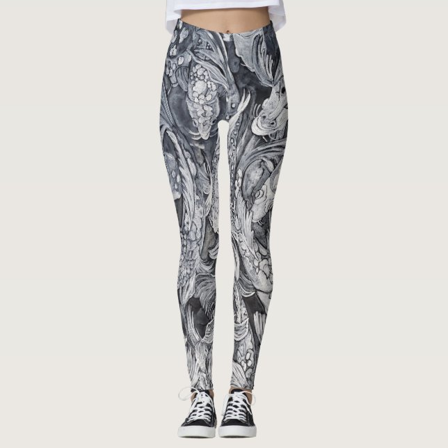 Black & White Koi Fish Leggings (Front)