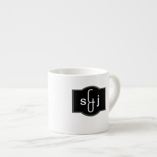 Black White Label Monogrammed Espresso Cup