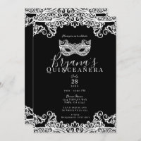 Black & White Lace Masquerade 15th Quinceañera 