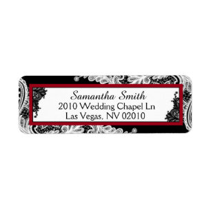 Black White Lace Red AccentsWedding Labels