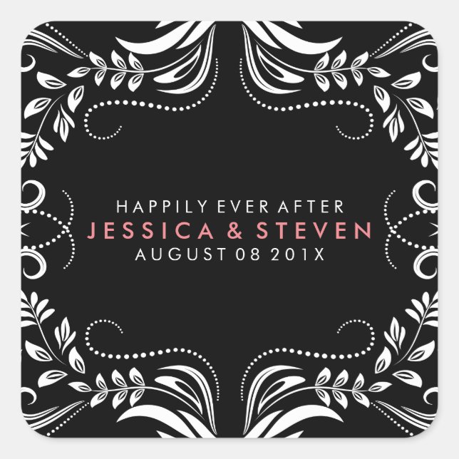 Black & White Lace Wedding Sticker (Front)