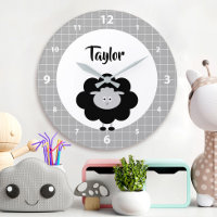 Black White Lamb Kawaii Kid Nursery Script Name
