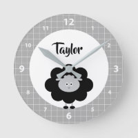 Black White Lamb Kawaii Kid Nursery Script Name