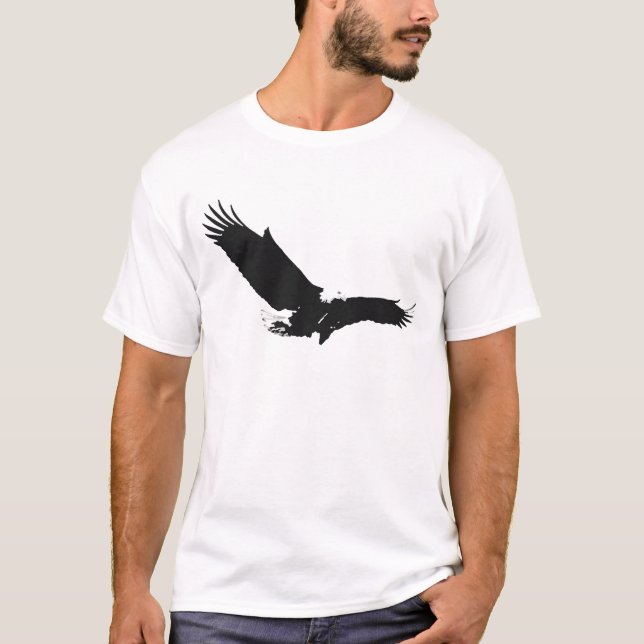 Black & White Landing Eagle T-Shirt (Front)