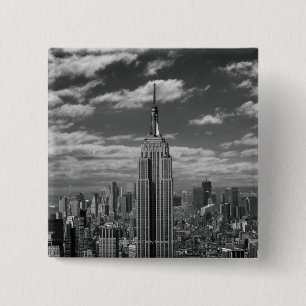 Black & White landscape of New York City skyline 15 Cm Square Badge