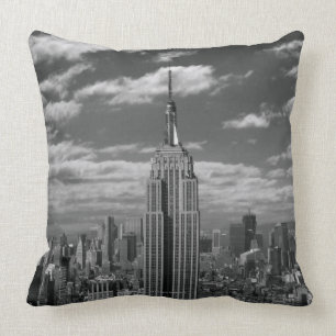 Black & White landscape of New York City skyline Cushion
