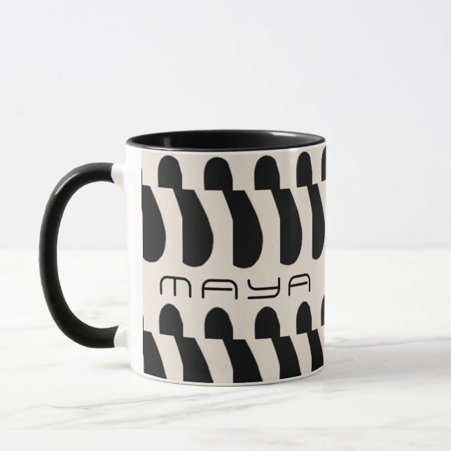 Black White Large Abstract Oblong Pattern   Mug (Left)
