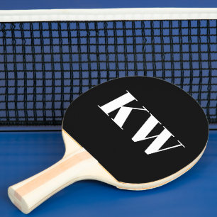 Black White Large Monogrammed Initial Personalised Ping Pong Paddle