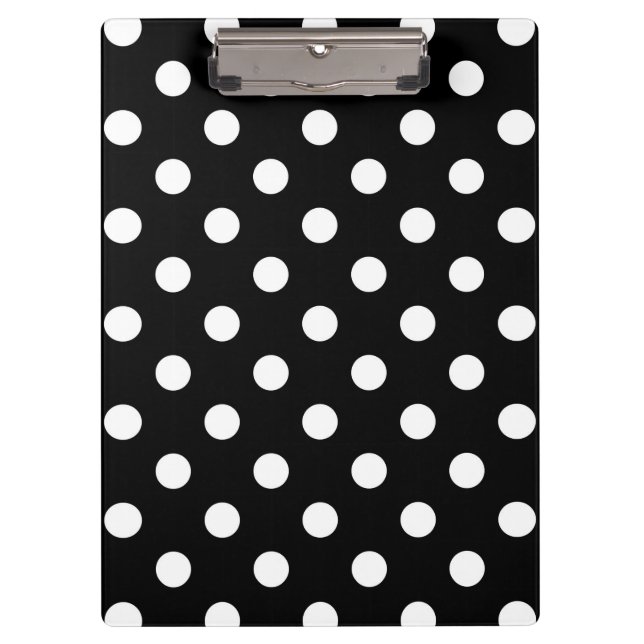 Black White Large Polka Dot Pattern Clipboard (Front)