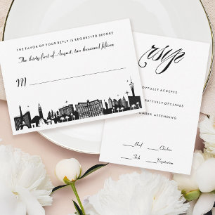 Black & White Las Vegas Skyline Wedding RSVP Card