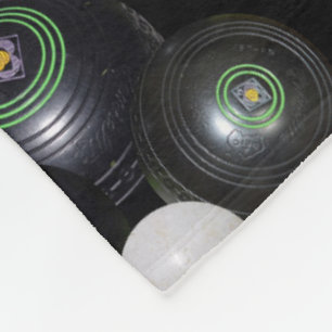 Black White Lawn Bowls Pattern, Fleece Blanket