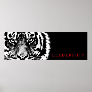 Black & White Leadership Sumatran Borneo Tiger Poster