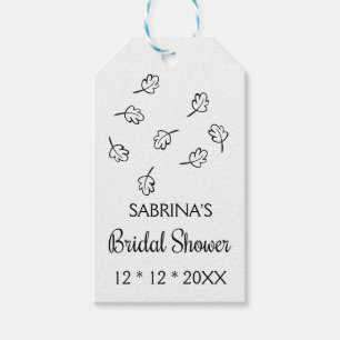 Black & White Leaf Bridal Shower Leaves Wedding Gift Tags