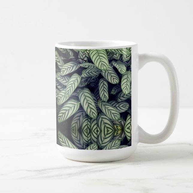 Black & White Leaf Pattern  Coffee Mug (Right)