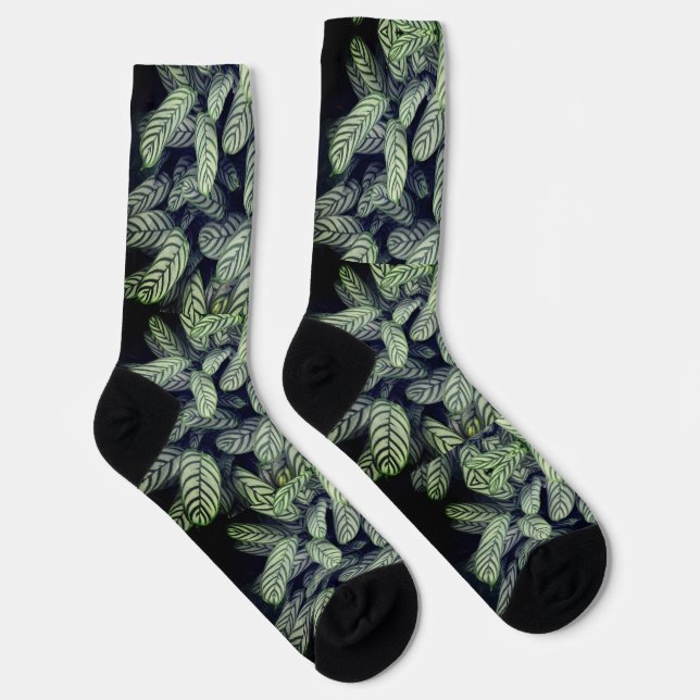 Black & White Leaf Pattern Socks (Right)