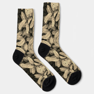 Black & White Leaf Pattern Socks