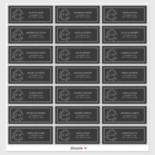 Black & White Leafy Crest Monogram Guest Address