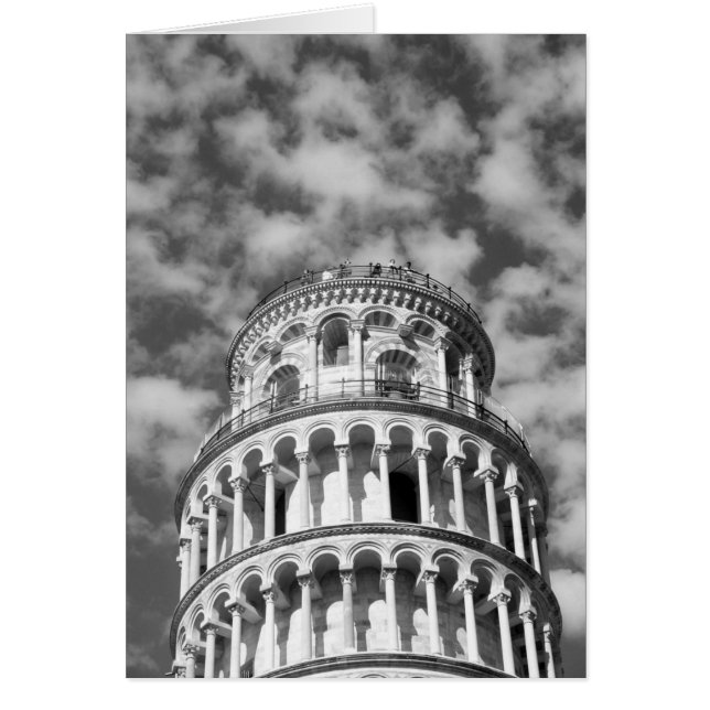 Black White Leaning Tower of Pisa Italy (Front)