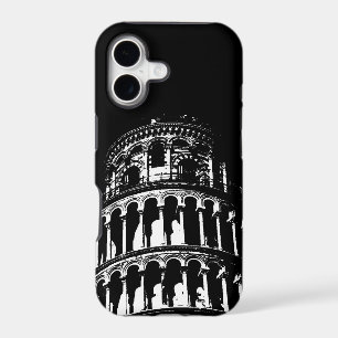 Black White Leaning Tower of Pisa Italy
