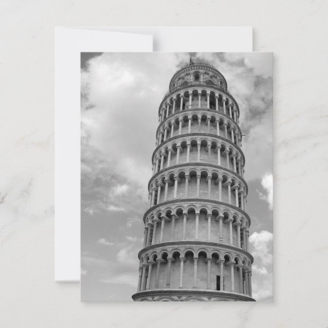 Black White Leaning Tower of Pisa Italy (Front)