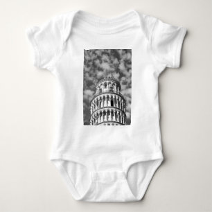 Black White Leaning Tower of Pisa Italy Baby Bodysuit