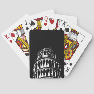 Black White Leaning Tower of Pisa Italy Playing Cards