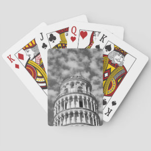Black White Leaning Tower of Pisa Italy Playing Cards