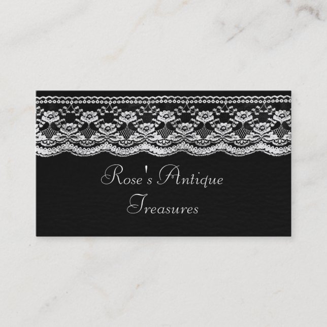 Black & White Leather & Lace Business Card (Front)