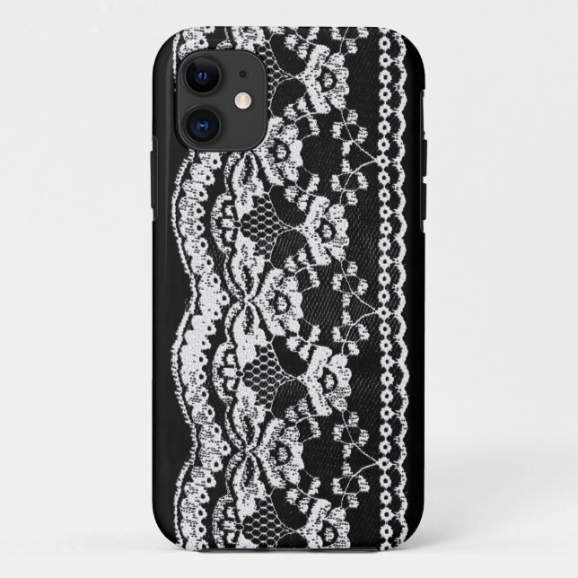 Black & White Leather & Lace Case-Mate iPhone Case (Back)