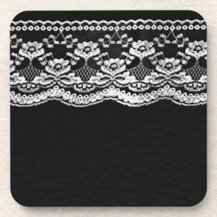 Black & White Leather & Lace Coaster