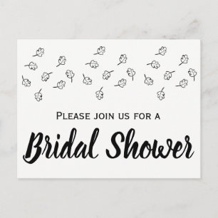Black & White Leaves Bridal Shower Wedding Leaf Invitation Postcard