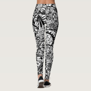 Black White Leggings Spring Floral