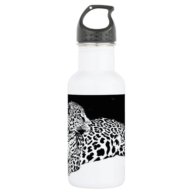 Black & White Leopard 532 Ml Water Bottle (Front)