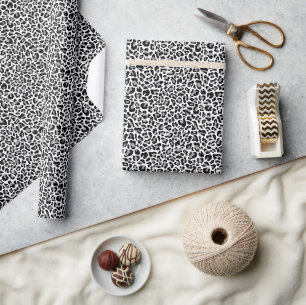 Black White Leopard Animal Print Trendy Wrapping Paper