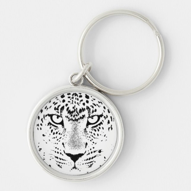 Black & White Leopard Eyes Key Ring (Front)