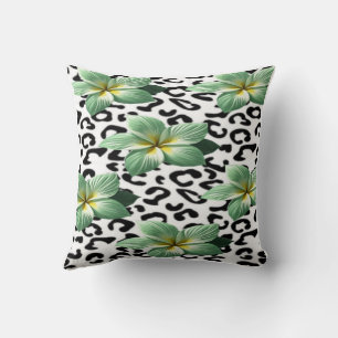Black & White Leopard Floral Cushion