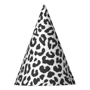 Black & White Leopard Print Animal Skin Patterns Party Hat