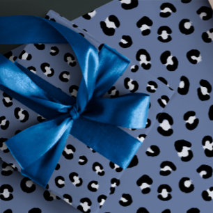 Black White Leopard Print Pattern Wrapping Paper Sheet