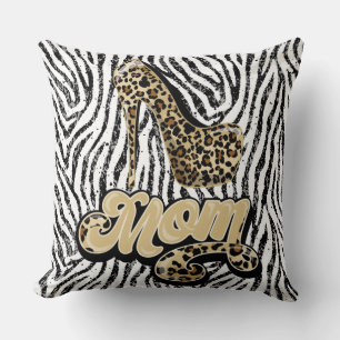 Black White Leopard Print Pillow