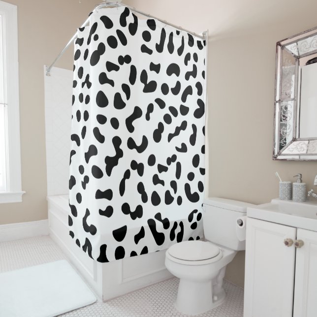 Black & White Leopard Print Shower Curtain (In Situ)