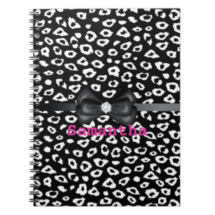 Black White Leopard Print with Bow Notebook